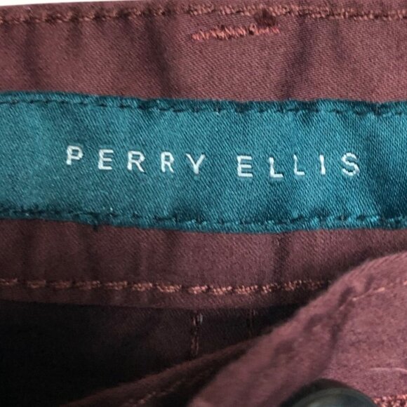 Perry Ellis Mens Slim Fit Maroon Pants 30x30 Cotton Blend Casual Wear - Picture 6 of 9